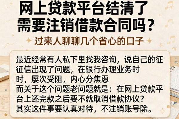 网上贷款平台结清了需要注销借款合同吗？过来人聊聊几个省心的口子