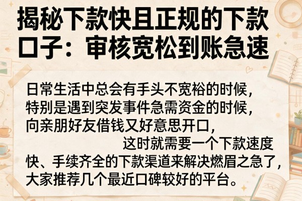 揭秘下款快且正规的下款口子：审核宽松到账急速