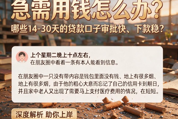 急需用钱怎么办？哪些14-30天的贷款口子审批快、下款稳？深度解析助你上岸