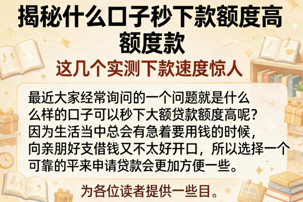 揭秘什么口子秒下款额度高，这几个实测下款速度惊人