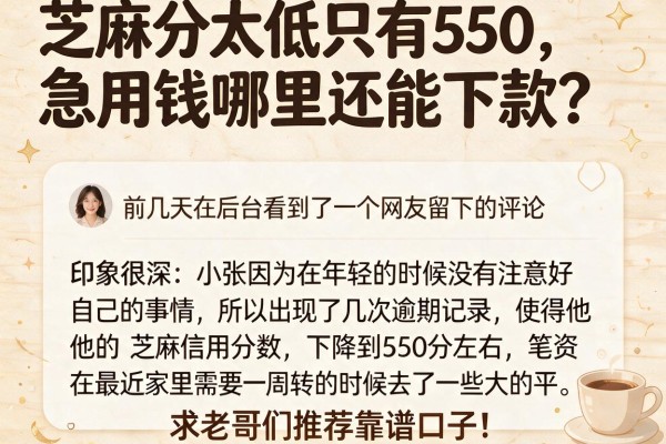 芝麻分太低只有550，急用钱哪里还能下款？求老哥们推荐靠谱口子！