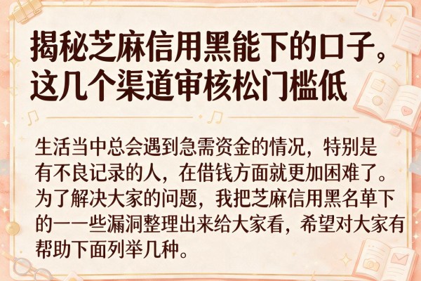 揭秘芝麻信用黑能下的口子,这几个渠道审核松门槛低