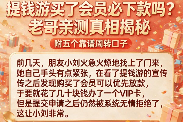 提钱游买了会员必下款吗？老哥亲测真相揭秘，附五个靠谱周转口子