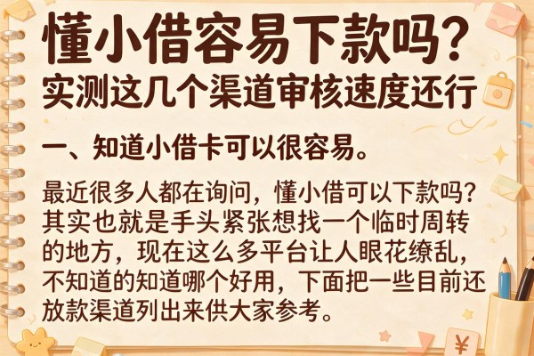 懂小借容易下款吗？实测这几个渠道审核速度还行