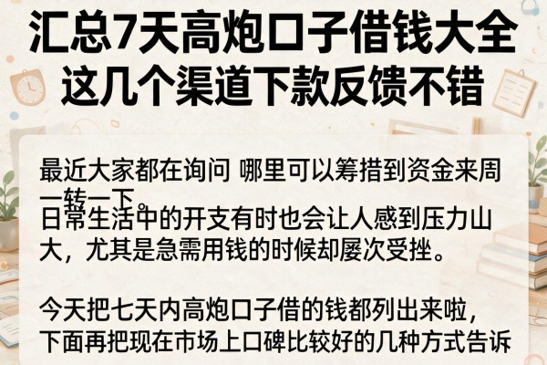 汇总7天高炮口子借钱大全,这几个渠道下款反馈不错