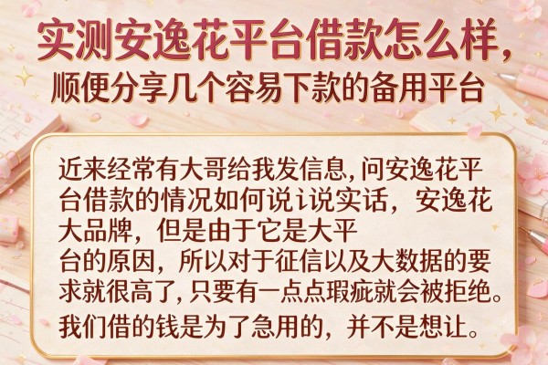 实测安逸花平台借款怎么样，顺便分享几个容易下款的备用平台