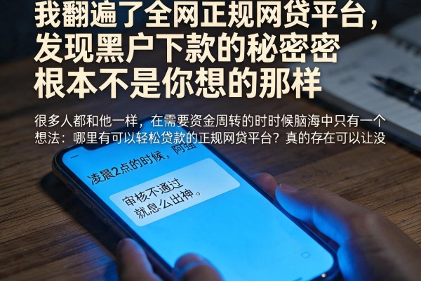 我翻遍了全网正规网贷平台，发现黑户下款的秘密根本不是你想的那样