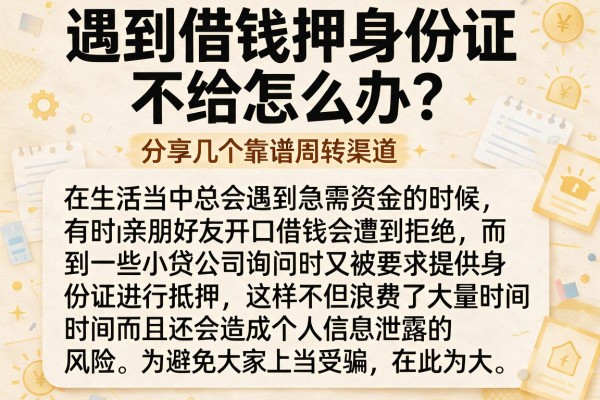 遇到借钱押身份证不给怎么办？分享几个靠谱周转渠道
