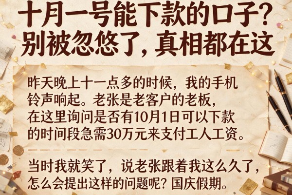 十月一号能下款的口子？别被忽悠了，真相都在这