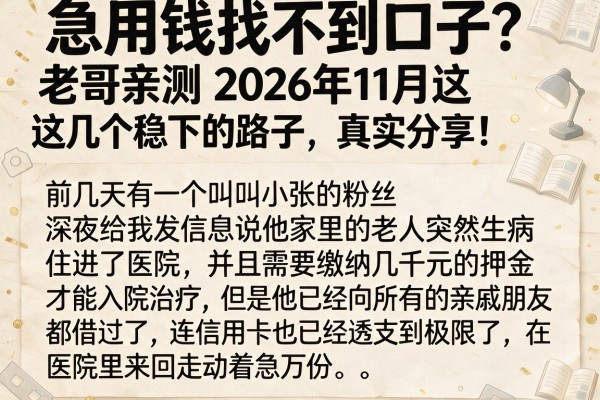 急用钱找不到口子？老哥亲测2026年11月这几个稳下的路子，真实分享！