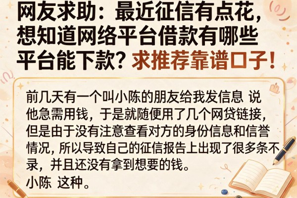 网友求助：最近征信有点花，想知道网络平台借款有哪些平台能下款？求推荐靠谱口子！