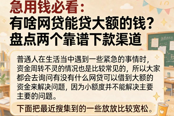 急用钱必看：有啥网贷能贷大额的钱？盘点两个靠谱下款渠道