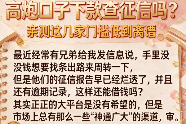 高炮口子下款查征信吗？亲测这几家门槛低到离谱