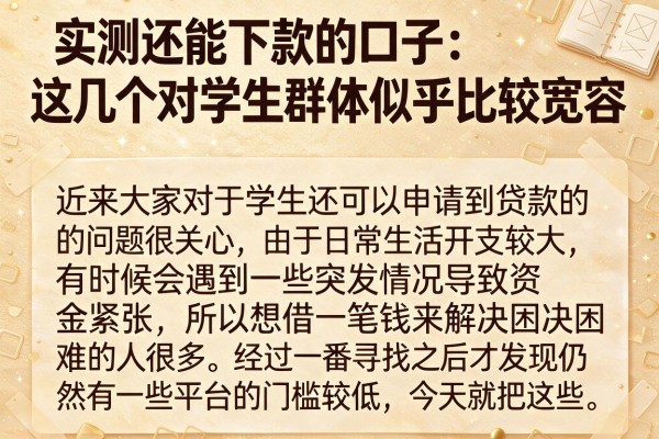 实测还能下款的口子：这几个对学生群体似乎比较宽容