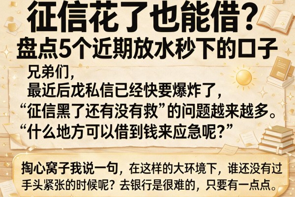 征信花了也能借？盘点5个近期放水秒下的口子