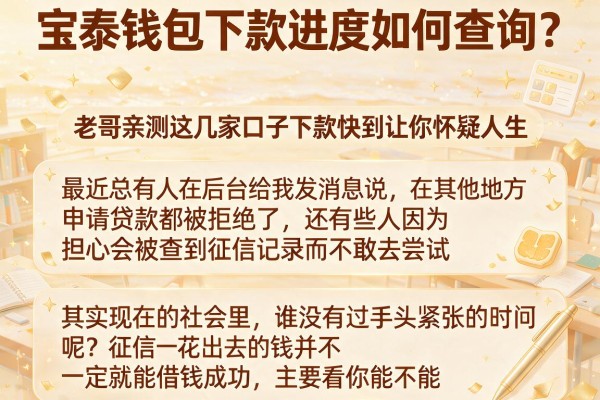 宝泰钱包下款进度如何查询？老哥亲测这几家口子下款快到让你怀疑人生