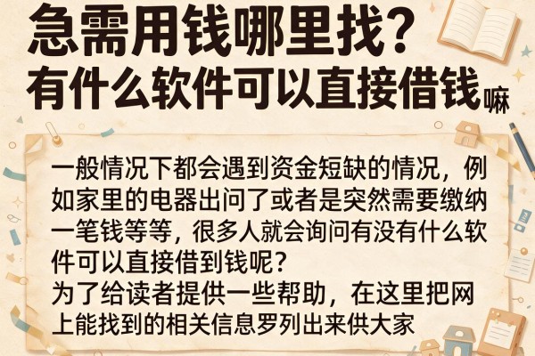 急需用钱哪里找?有什么软件可以直接借钱嘛盘点