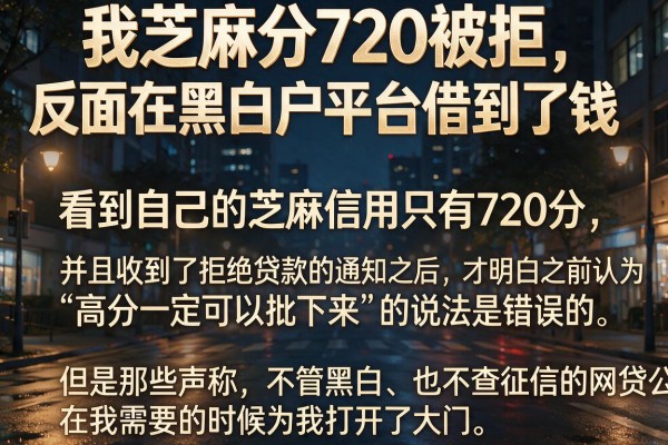 我芝麻分720被拒，反而在黑白户平台借到了钱