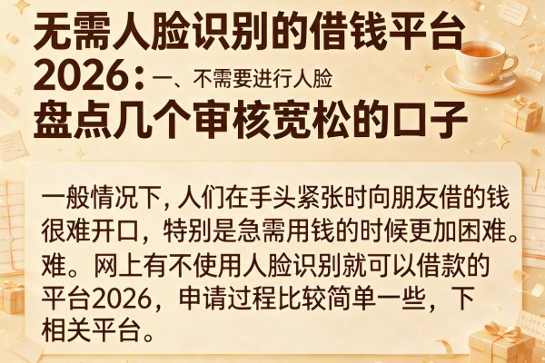 无需人脸识别的借钱平台2026：盘点几个审核宽松的口子