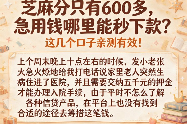 芝麻分只有600多，急用钱哪里能秒下款？这几个口子亲测有效！