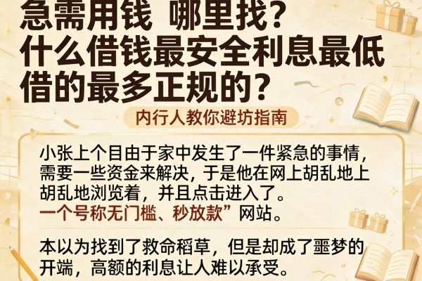 急需用钱哪里找?什么借钱最安全利息最低借的最多正规的?内行人教你避坑指南