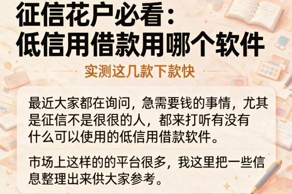 征信花户必看：低信用借款用哪个软件，实测这几款下款快