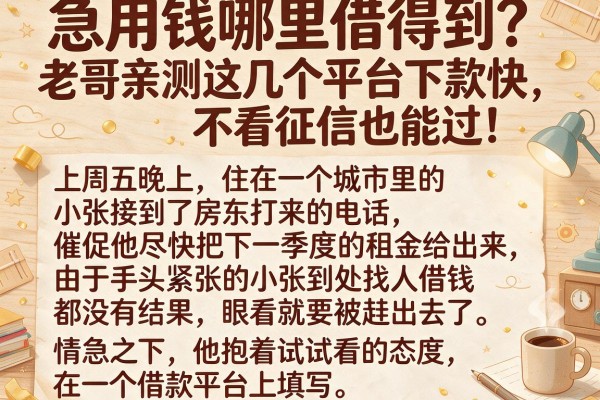 急用钱哪里借得到？老哥亲测这几个平台下款快，不看征信也能过！