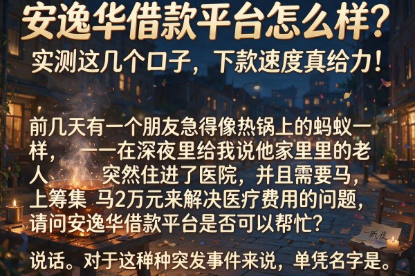 安逸华借款平台怎么样？实测这几个口子，下款速度真给力！