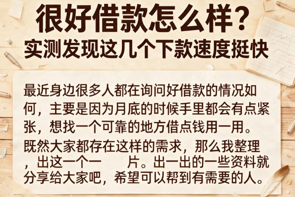 很好借款怎么样？实测发现这几个下款速度挺快
