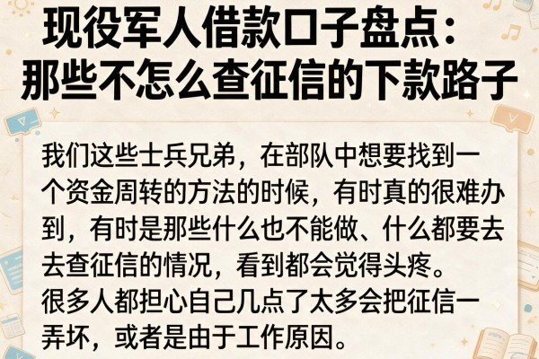 现役军人借款口子盘点：那些不怎么查征信的下款路子