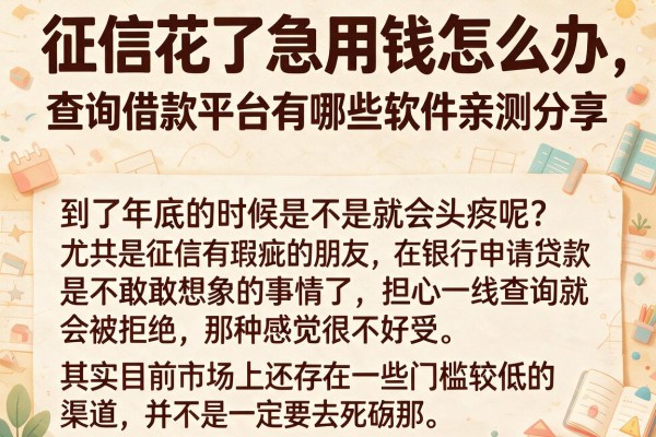 征信花了急用钱怎么办，查询借款平台有哪些软件亲测分享