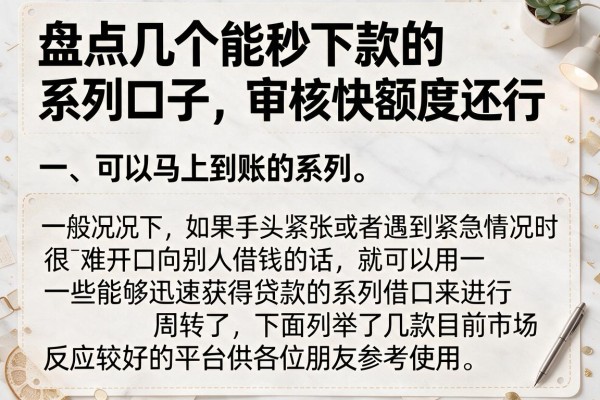 盘点几个能秒下款的系列口子，审核快额度还行
