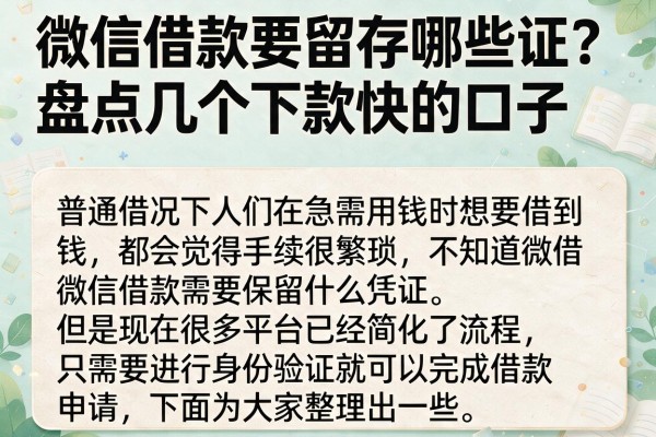 微信借款要留存哪些证？盘点几个下款快的口子