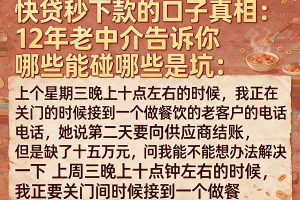 快贷秒下款的口子真相：12年老中介告诉你哪些能碰哪些是坑