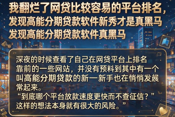 我翻烂了网贷比较容易的平台排名，发现高能分期贷款软件新秀才是真黑马