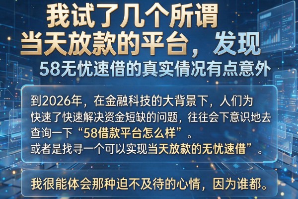 我试了几个所谓当天放款的平台，发现58借款平台和无忧速借的真实情况有点意外