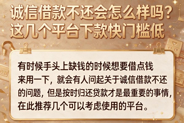 诚信借款不还会怎么样吗？这几个平台下款快门槛低