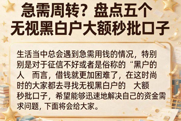 急需周转？盘点五个无视黑白户大额秒批口子