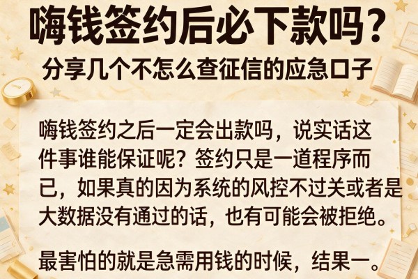 嗨钱签约后必下款吗？分享几个不怎么查征信的应急口子