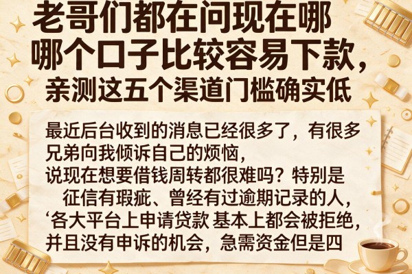 老哥们都在问现在哪个口子比较容易下款，亲测这五个渠道门槛确实低