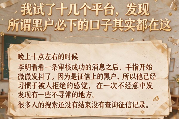 我试了十几个平台，发现所谓黑户必下的口子其实都在这