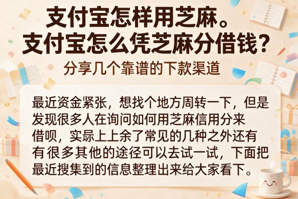 支付宝怎么凭芝麻分借钱？分享几个靠谱的下款渠道