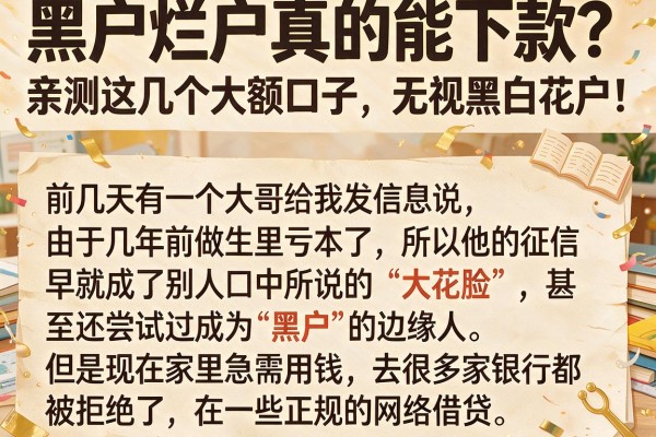 黑户烂户真的能下款？亲测这几个大额口子，无视黑白花户！