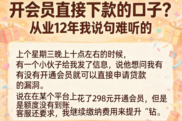 开会员直接下款的口子？从业12年我说句难听的