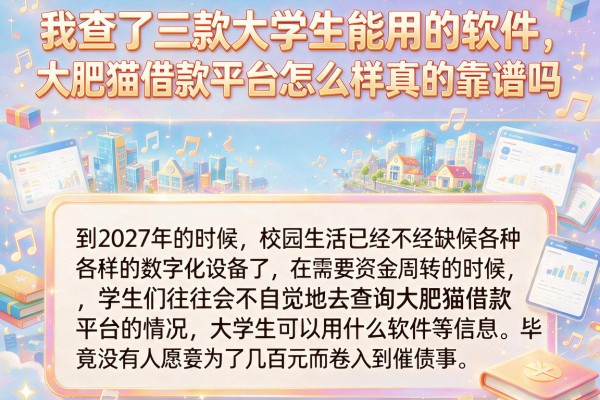 我查了三款大学生能用的软件，大肥猫借款平台怎么样真的靠谱吗