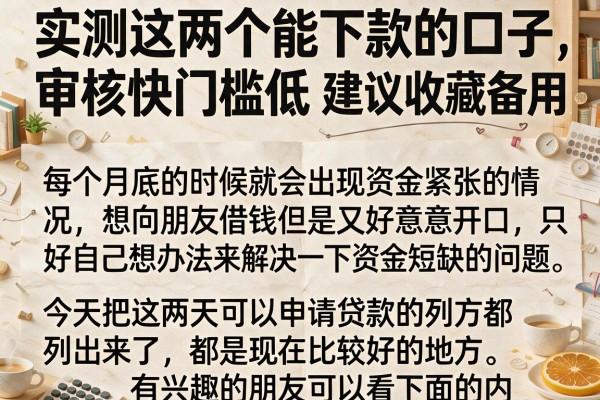 实测这两个能下款的口子，审核快门槛低，建议收藏备用