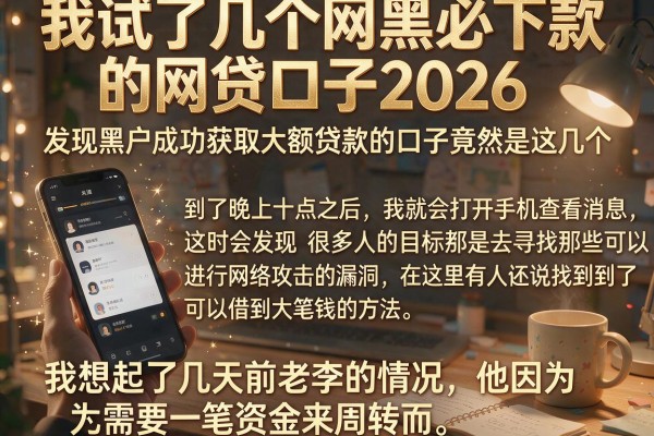 我试了几个网黑必下款的网贷口子2026，发现黑户成功获取大额贷款的口子竟然是这几个