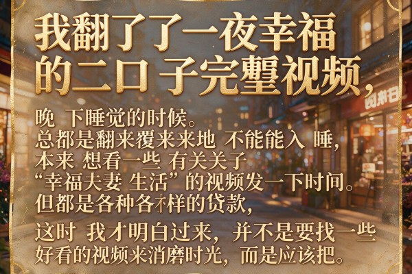 我翻了一夜幸福的二口子完整视频，结果发现利息低的网贷口子比视频更难找