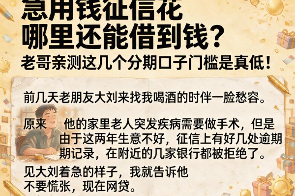 急用钱征信花哪里还能借到钱？老哥亲测这几个分期口子门槛是真低！