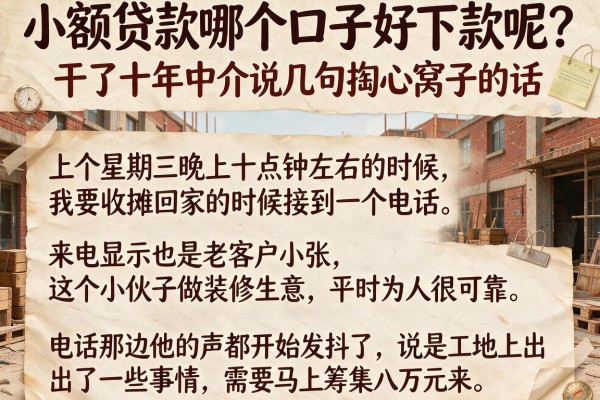 小额贷款哪个口子好下款呢？干了十年中介说几句掏心窝子的话